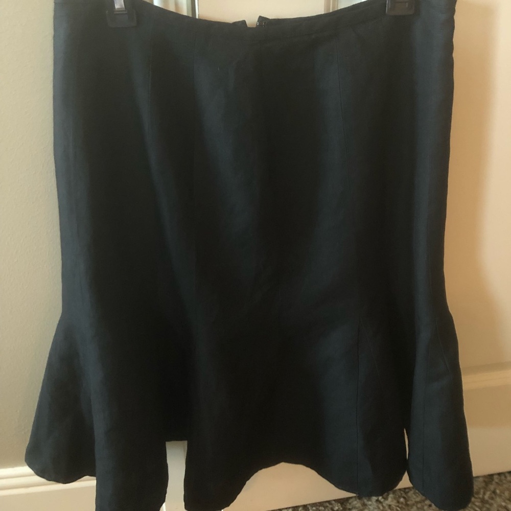 Loft Black Linen Trumpet Skirt